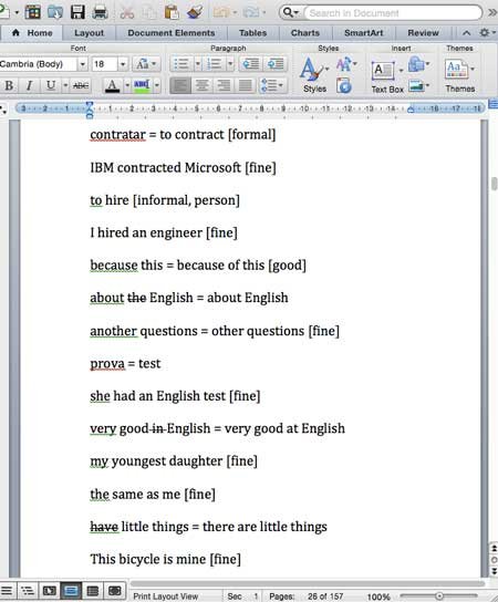 Notas completados Aulas de Inglês Particular