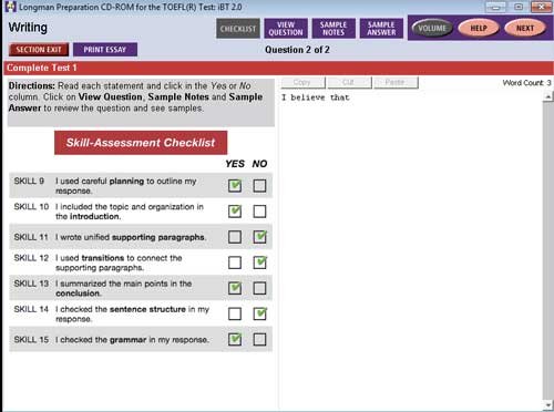 Longman-TOEFL-iBT-simulacao-escrevendo--checklist